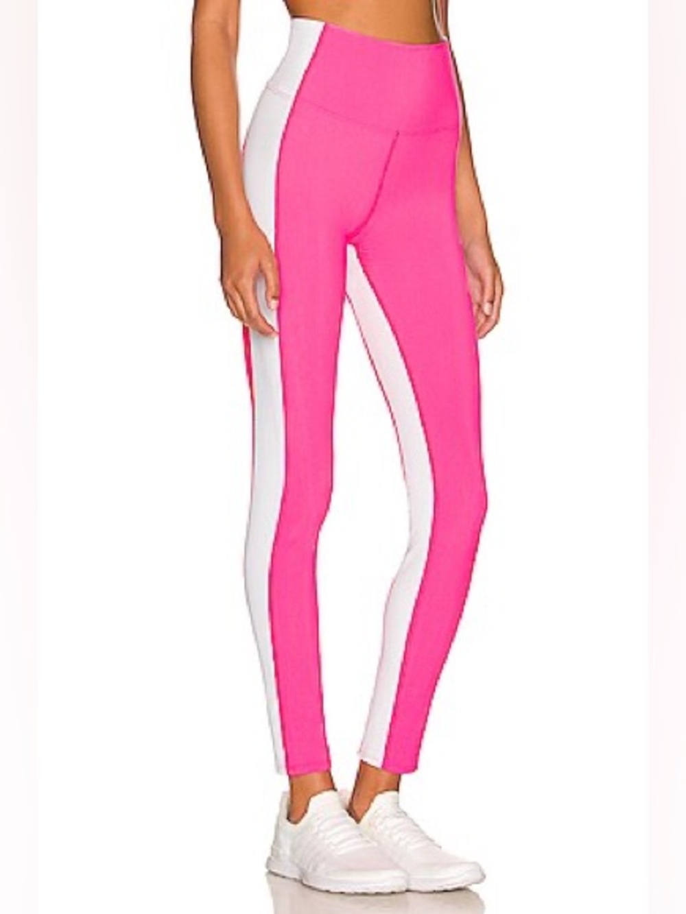 Beach Riot Colorblock Legging in Neon Pink & White